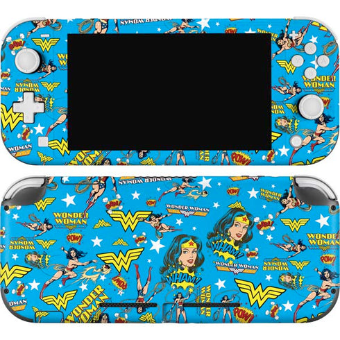 DC Comics Wonder Woman Action pose pattern Nintendo Switch Lite Skin
